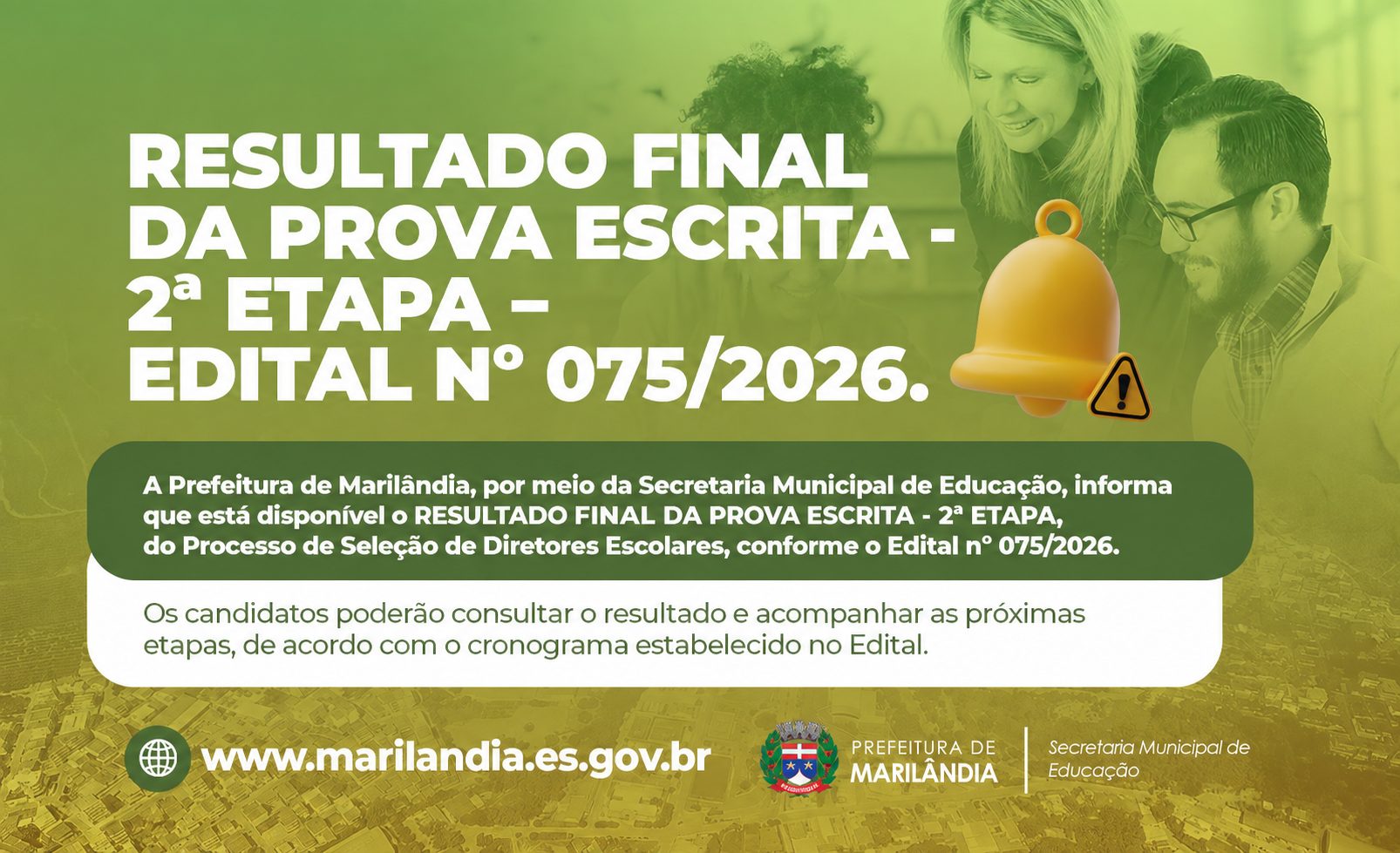 Imagem da notícia: Resultado final prova escrita