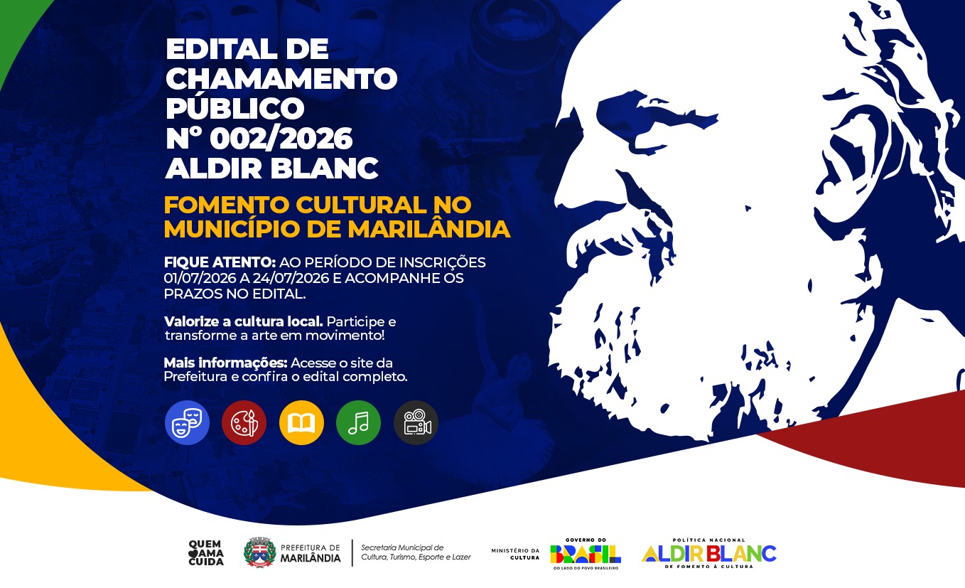 Imagem da notícia: Edital de Chamamento Público 002/2026 Aldir Blanc. Fomento Cultural no Município de Marilândia.
