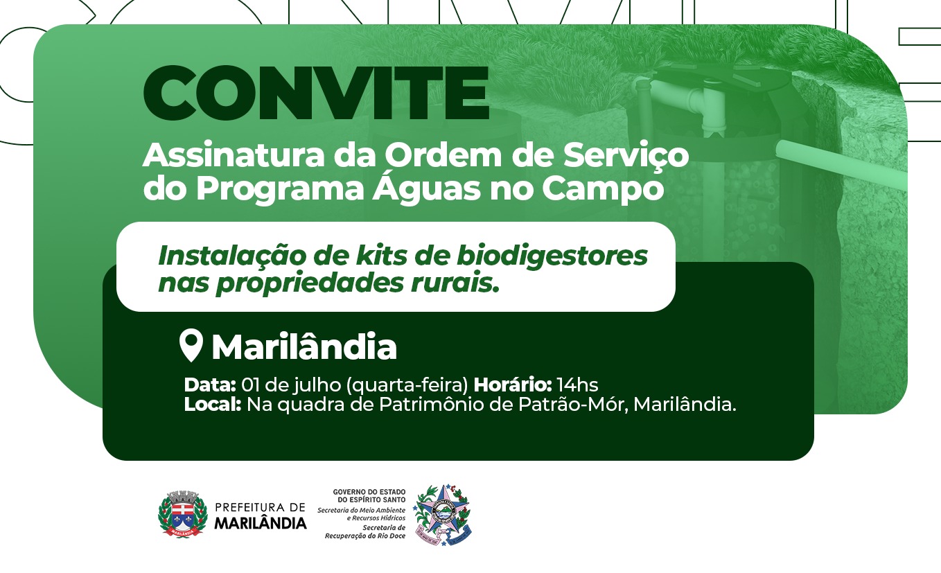 Imagem da notícia: Convite  Assinatura de Ordem de Serviço do Programa Águas no Campo!