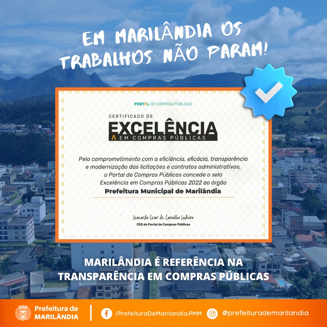 PREFEITURA DE MARILÂNDIA RECEBE CERTIFICADO DE EXCELÊNCIA EM COMPRAS PÚBLICAS 